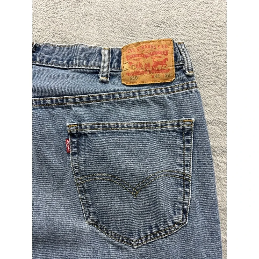 Levis 550 Jeans Mens‎ 42x29 Light Wash Relaxed Fit Straight Leg Denim Pants
